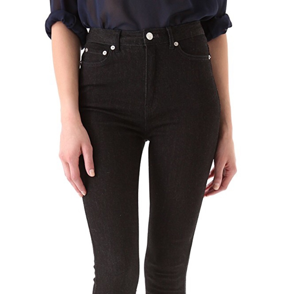 Blk Dnm high rise black skinny zip jeans